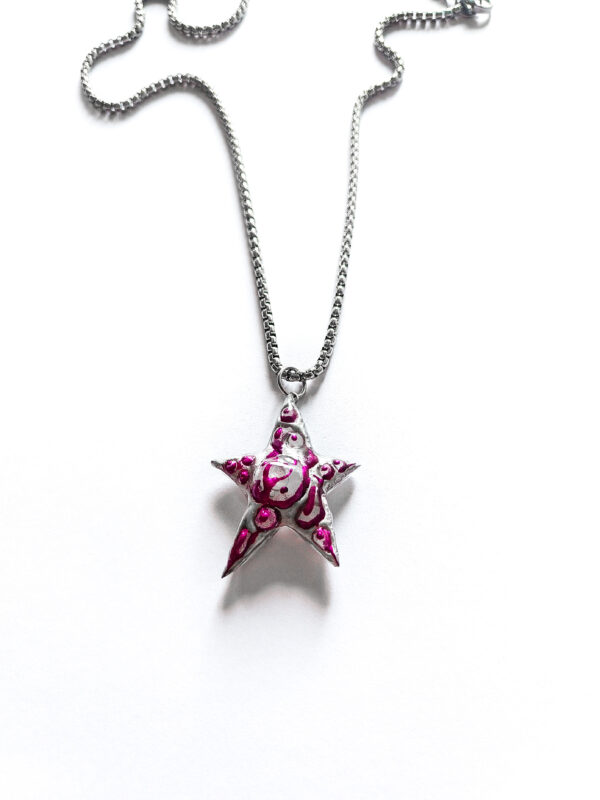 Alien Pink Cyber Star Necklace